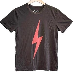 Chaser Men’s Lightening Bolt T-shirt, Brown, Red, Medium